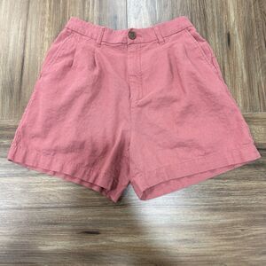 Gap Women's Red High-Rise Pleated Linen Blend Shorts Size 2